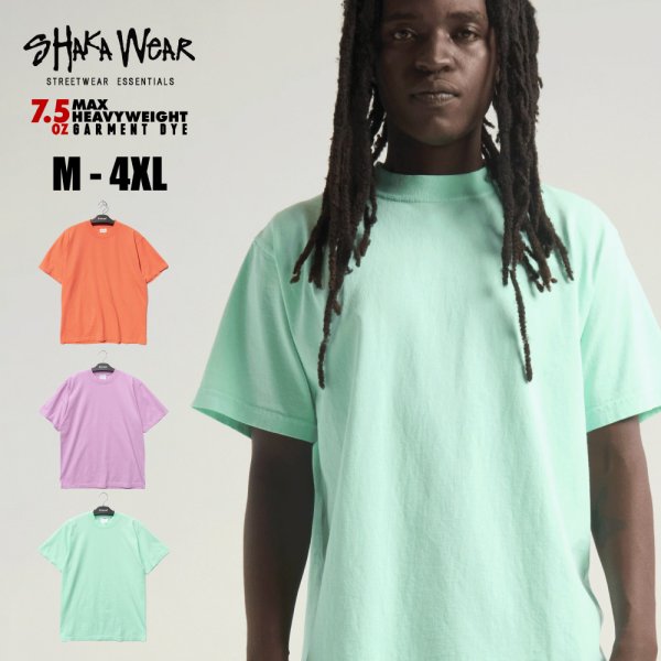 画像1: SHAKA WEAR シャカウエア 【7.5oz GARMENT DYE カラー2】  ヘビーウェイト 半袖 Tシャツ  厚手 無地 メンズ 大きいサイズ ヘビーオンス チカーノ ローライダー (1)
