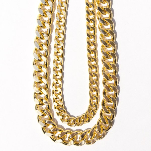画像6: ブリンブリン ネックレス 【 2連 ダブルチェーン 】ゴールド メッキ アルミニウム合金 Hip Hop Chain Necklace (6)