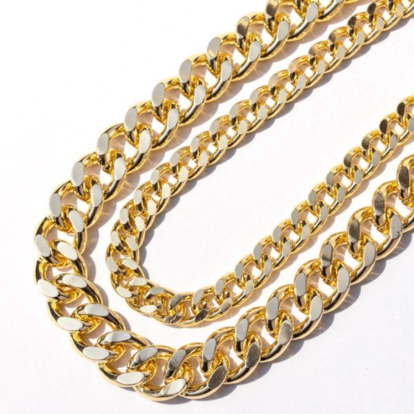 画像7: ブリンブリン ネックレス 【 2連 ダブルチェーン 】ゴールド メッキ アルミニウム合金 Hip Hop Chain Necklace (7)