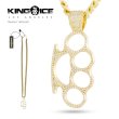 画像1: KINGICE キングアイス ネックレス【 Iced Knuckle Dusters ナックル 】 真鍮 表面14Kゴールドメッキコーティング HIPHOP GOLD NECKLACE (1)