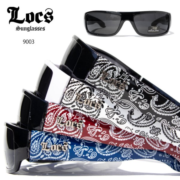 画像1: LOCS  ローク サングラス【 9003 BANDANA 】 ペイズリー バンダナ チカーノ チョロ ローライダー ギャングスタ グラサン 眼鏡 UV400 SUNGLASSES (1)