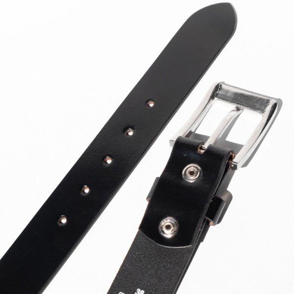 画像4: レザーベルト 【バックル交換可】 本革 幅3.8cm GENUINE LEATHER BELT 黒 (4)