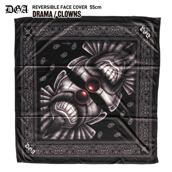 画像1: DGA ディージーエー 【Face Cover DRAMA/CLOWNS】 マスク フェイスカバー バンダナ チカーノ HIPHOP ウエストコースト メンズ ユニセックス (1)