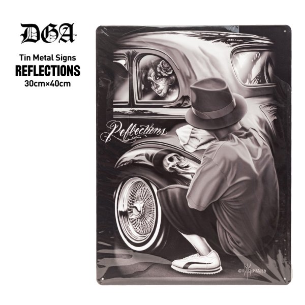 画像1: DGA ディージーエー 【Tin Metal Signs REFLECTIONS】 プレート メタルプレート インテリア 模様替え チカーノ ウエストコースト HIPHOP ローライダー アメリカ雑貨 (1)