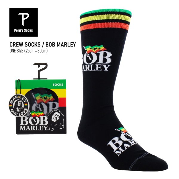 画像1: Perri's Socks ペリーズソックス 【BOB MARLEY 1-Pair Gift Box Crew Socks】 ボブマーリー ギフト プレゼント 靴下 ソックス クルーソックス メンズ HIPHOP ウエストコースト (1)