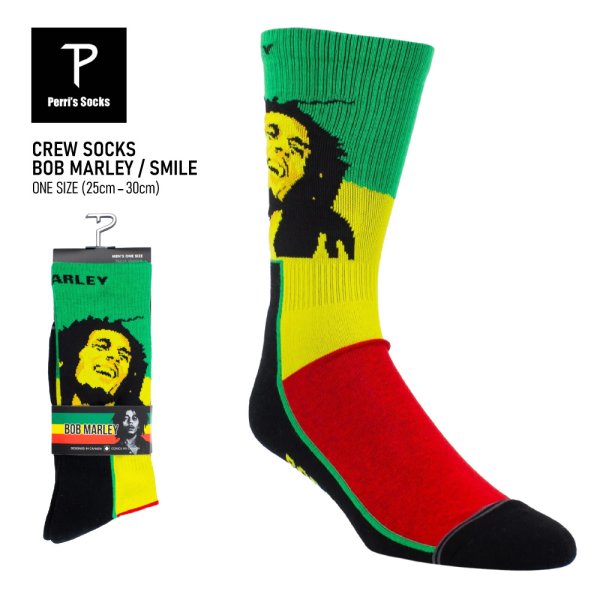 画像1: Perri's Socks ペリーズソックス 【BOB MARLEY 1-Pair Rasta Casual Crew Socks】 ボブマーリー ギフト プレゼント 靴下 ソックス クルーソックス メンズ HIPHOP ウエストコースト (1)