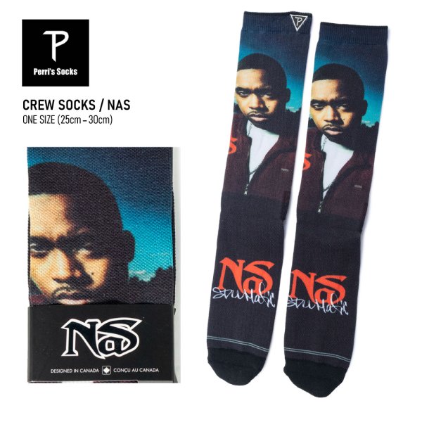 画像1: Perri's Socks【 NAS / Crew Socks 1足 】 ワンサイズ 25-30cm 靴下 ソックス クルーソックス HIPHOP (1)