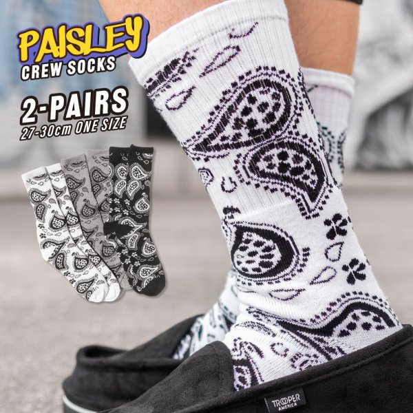 画像1: 【PAISLEY 2-Pair Crew Socks】 靴下 ソックス ペイズリー バンダナ クルーソックス ウエストコースト ファッション メンズ (1)