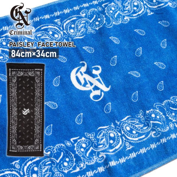 画像1: Criminal Original 【 ペイズリー フェイスタオル 】 84cm×34cm バンダナ柄 スポーツタオル ストリート HIPHOP FACE TOWEL 今治製 綿100% クリミナルオリジナル (1)