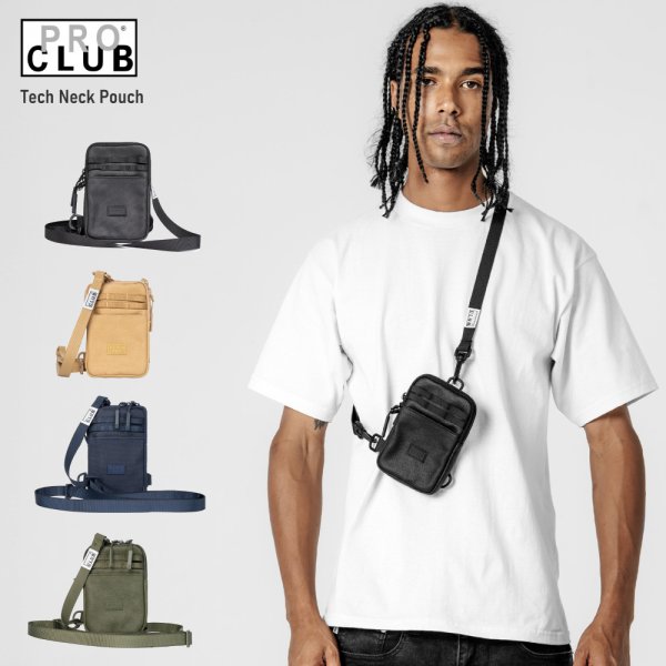 画像1: PRO CLUB プロクラブ 【Tech Neck Pouch ネックポーチ】 バッグ ポーチ ネックポーチ ロゴ ユニセックス 無地 旅行 HIPHOP (1)
