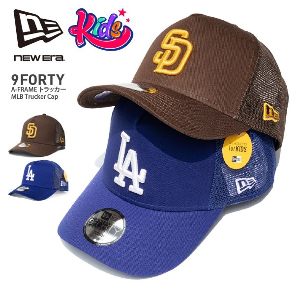 画像1: NEW ERA ニューエラ 【キッズ】 キャップ 【Youth 9FORTY A-Frame トラッカー MLB Trucker Cap】 子供用 帽子 ジュニア トラッカー LA ロサンゼルスドジャース (1)