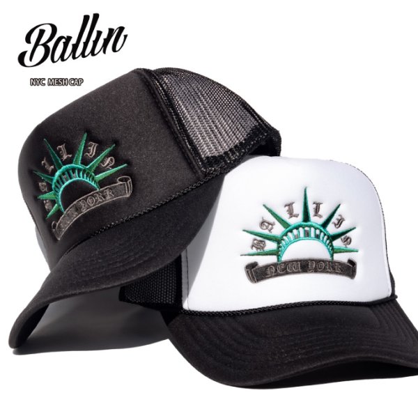 画像1: BALLIN  【NYC MESH CAP 】 メッシュキャップ スナップバック キャップ フリーサイズ カーブドバイザー 帽子 NY (1)