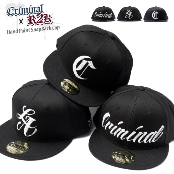 画像1: CRIMINAL×R2K 【 ハンドペイント キャップ 】  限定デザイン CAP  帽子 スナップバック 黒 (1)