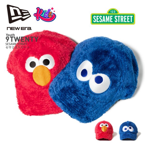 画像1: NEW ERA ニューエラ 【キッズ】 キャップ 【Youth 9TWENTY SESAME STREET セサミストリート エルモ クッキーモンスター】 ローキャップ キャラクター 子供用 920 キッズサイズ (1)