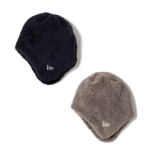 画像2: NEW ERA ニューエラ ニットキャップ 【キッズ Kid's イヤーフラップ ビーニー ミンクフリース Mink Fleece】 フリース 子供用 キッズ用 親子 ニット帽 防寒 冬小物 スポーツ スノーボード スキー 無地 (2)