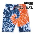 画像1: 【4XL - 6XL】 EVOLUTION 【タイダイ】 スウェット ハーフパンツ ネイビー×オレンジ TIEDYE (1)