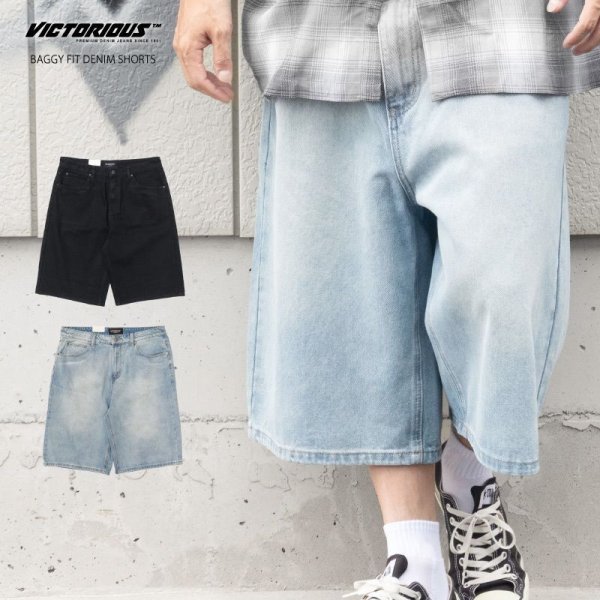 画像1: VICTORIOUS 【 BAGGY FIT DENIM SHORTS 】 バギー デニム ハーフパンツ ヴィクトリアス (1)