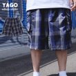 画像1: 【L 〜 5XL】 YAGO  カーゴショートパンツ 【 ブルー×ブラック 24F 】 チェック ハーフパンツ チカーノ ローライダー (1)