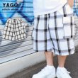 画像1: YAGO  カーゴショートパンツ 【 ホワイト 】 チェックショーツ チカーノ ローライダー (1)