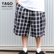 画像1: YAGO  カーゴショートパンツ 【 IR ブラック×ホワイト  】 チェックショーツ ハーフパンツ (1)