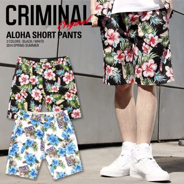 画像1: 【CRIMINAL】 アロハ ショートパンツ ハーフパンツ ストレッチ クリミナル (1)