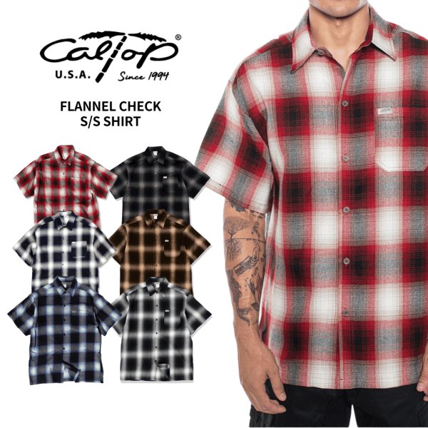 画像1: CAL TOP キャルトップ 【フランネル チェックシャツ】 半袖 ネルシャツ チカーノ CHICANO CALTOP (1)