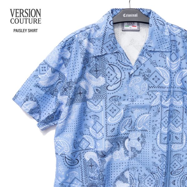 画像1: VERSION COUTURE ヴァージョン クチュール 【Paisley Print Button Down Shirts】 半袖シャツ ペイズリー バンダナ 夏 メンズ 大きいサイズ オープンシャツ USサイズ (1)