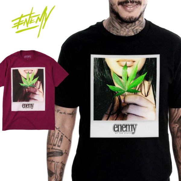 画像1: ENEMY OF THE STATE  Tシャツ 【 CANNABIS ガンジャ 】HIPHOP ヒップホップ マリファナ 大麻 大きいサイズ (1)