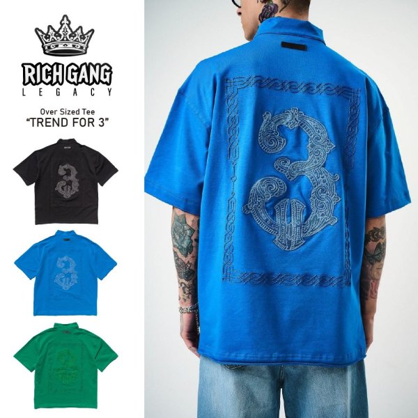 画像1: RICH GANG LEGACY Tシャツ 【 TREND FOR 3 / ハーフジップ 】 オーバーサイズド ワイドT (1)