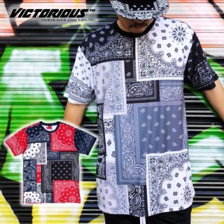 レギュラーサイズ】全面メッシュ生地のバンダナ柄Tシャツ