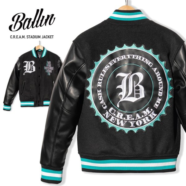 画像1: BALLIN  【 C.R.E.A.M. STADIUM JACKET 】 スタジャン PUレザー アウター ジャケット (1)