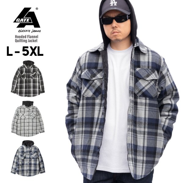 画像1: LA GATE エルエーゲート 【Flannel Quilting Jacket】 ジャケット チェック フランネル生地 キルティング 大きいサイズ ビッグサイズ HIPHOP チカーノ ローライダー (1)