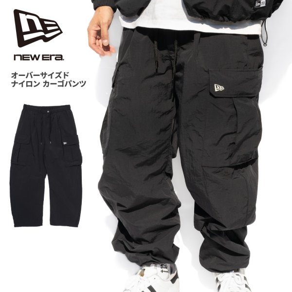 画像1: NEW ERA ニューエラ 【オーバーサイズド ナイロン カーゴパンツ】 ナイロンパンツ ロングパンツ 長ズボン ウィンドブレーカー オーバーサイズ ビッグサイズ ユニセックス (1)