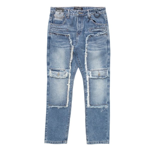 画像2: PUBLIK DENIM パブリックデニム 【Straight Fit Denim Pants】デニムパンツ ロングパンツ ジーパン デニム USサイズ ズボン メンズ 大きいサイズ ビッグサイズ ダメージ 加工 (2)