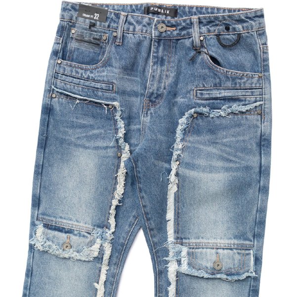 画像6: PUBLIK DENIM パブリックデニム 【Straight Fit Denim Pants】デニムパンツ ロングパンツ ジーパン デニム USサイズ ズボン メンズ 大きいサイズ ビッグサイズ ダメージ 加工 (6)