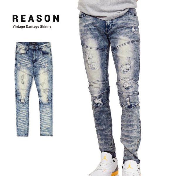 画像1: REASON スキニーパンツ 【 Vintage Denim Jean / U1-407 】 ストレッチ スキニーデニム (1)