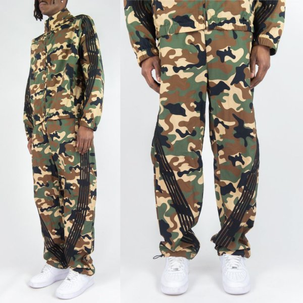 画像4: REBEL MINDS レベル マインズ 【Camo Bent Stripes Nylon Pants】 迷彩 カモフラ ナイロンパンツ ウィンドブレーカー アウトドア ビッグサイズ 大きいサイズ ユニセックス メンズ (4)