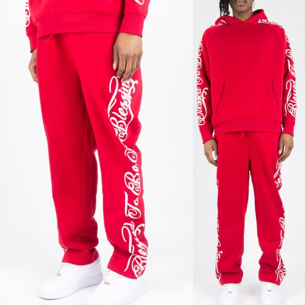 画像4: REBEL MINDS レベル マインズ 【Script Blessed Fleece Sweat Pants】 スクリプトロゴ ロングパンツ スウェットパンツ スウェット セットアップ ビッグサイズ 大きいサイズ ユニセックス メンズ (4)