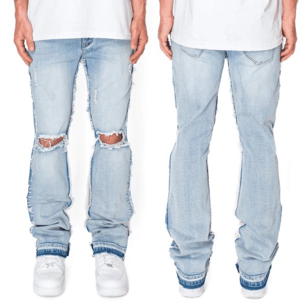 画像3: VICTORIOUS ヴィクトリアス 【Bootcut Raw Edge Denim Jeans ブーツカットデニムパンツ】 ダメージ デニムパンツ ブーツカットデニム ロングパンツ スリム 伸縮 ストレッチパンツ メンズ ズボン (3)