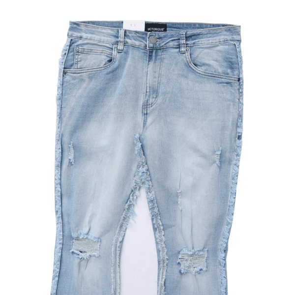 画像5: VICTORIOUS ヴィクトリアス 【Bootcut Raw Edge Denim Jeans ブーツカットデニムパンツ】 ダメージ デニムパンツ ブーツカットデニム ロングパンツ スリム 伸縮 ストレッチパンツ メンズ ズボン (5)