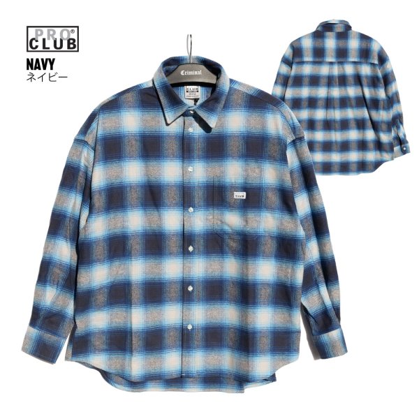 画像11: PRO CLUB プロクラブ 【Heavywide Ombre Flannel Shirt】 ロングシャツ チェックシャツ フランネルシャツ 厚手 長袖 ビッグサイズ 大きいサイズ ユニセックス メンズ (11)