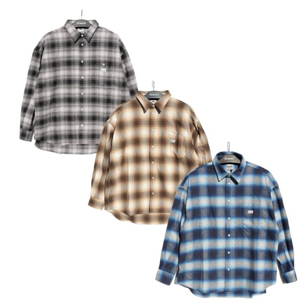 画像2: PRO CLUB プロクラブ 【Heavywide Ombre Flannel Shirt】 ロングシャツ チェックシャツ フランネルシャツ 厚手 長袖 ビッグサイズ 大きいサイズ ユニセックス メンズ (2)