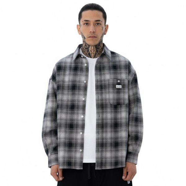 画像6: PRO CLUB プロクラブ 【Heavywide Ombre Flannel Shirt】 ロングシャツ チェックシャツ フランネルシャツ 厚手 長袖 ビッグサイズ 大きいサイズ ユニセックス メンズ (6)