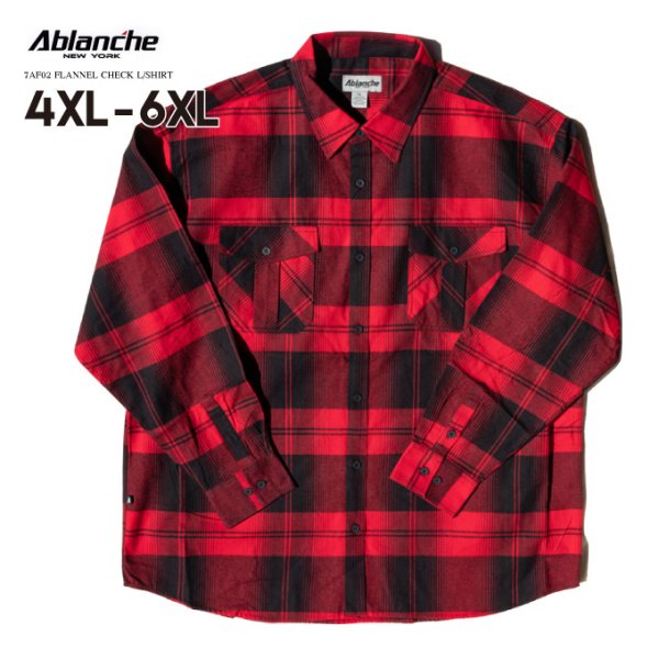 画像1: 【4XL〜6XL】 ABLANCHE 【 フランネル チェックシャツ 2 ビッグサイズ 】 ヘビー ネルシャツ 長袖 グラデーションチェック (1)