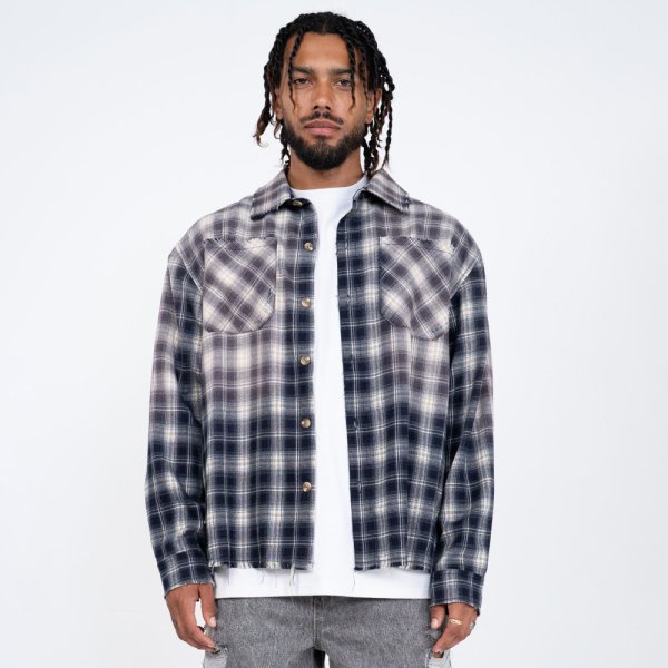 画像16: EPTM エピトミ 【Bleached Flannel Shirts】 チェックシャツ フランネルシャツ 切りっぱなし 長袖 ビッグサイズ 大きいサイズ メンズ ユニセックス (16)