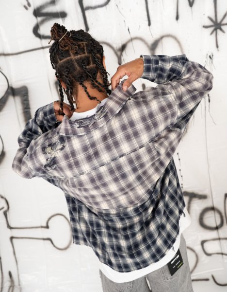 画像5: EPTM エピトミ 【Bleached Flannel Shirts】 チェックシャツ フランネルシャツ 切りっぱなし 長袖 ビッグサイズ 大きいサイズ メンズ ユニセックス (5)