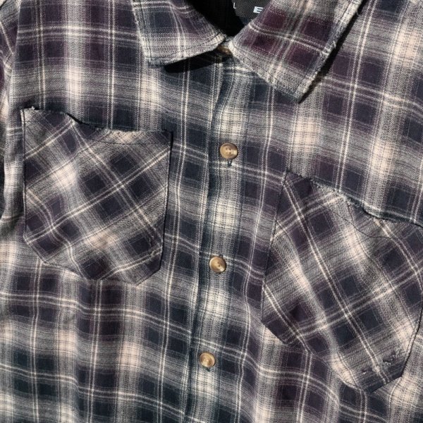 画像9: EPTM エピトミ 【Bleached Flannel Shirts】 チェックシャツ フランネルシャツ 切りっぱなし 長袖 ビッグサイズ 大きいサイズ メンズ ユニセックス (9)