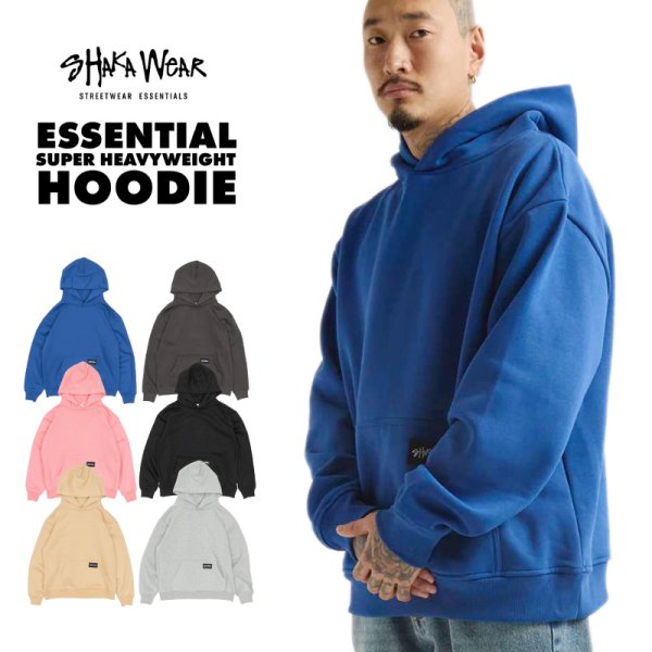 画像1: SHAKA WEAR 【Essential Super Heavyweight Hoodie 】 長袖 パーカー ヘビーウェイト 厚手 メンズ ビッグサイズ 西海岸 LA HIPHOP (1)