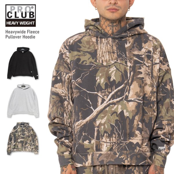 画像1: PRO CLUB プロクラブ 【Heavywide Fleece Pullover Hoodie】 パーカー ヘビーウェイト ビッグサイズ ワイドシルエット 長袖 厚手 無地 迷彩 ユニセックス スウェット (1)