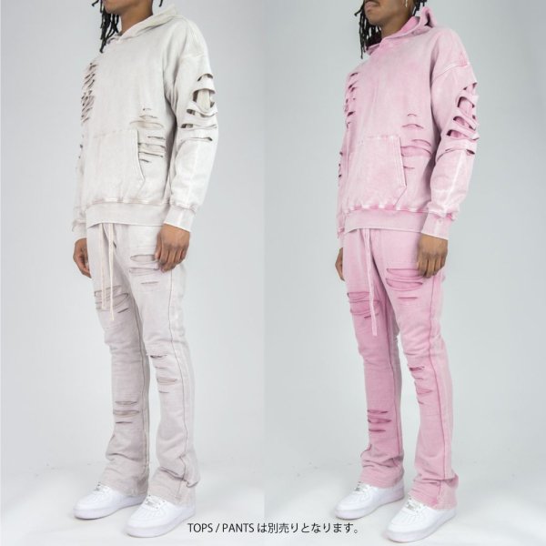 画像18: REBEL MINDS レベル マインズ 【Ripped Drop Shoulder Hoodie】 パーカー プルオーバー フーディー ダメージ加工 ブリーチ加工 セットアップ スウェット メンズ ユニセックス (18)